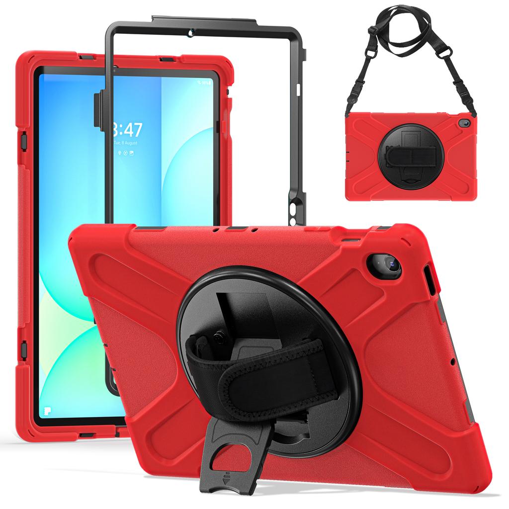 Чехол-подставка для Samsung Galaxy Tab S10 FE+ SM-X620/SM-X626B, ТПУ ПК силиконовая накладка для планшета с плечевым ремнем