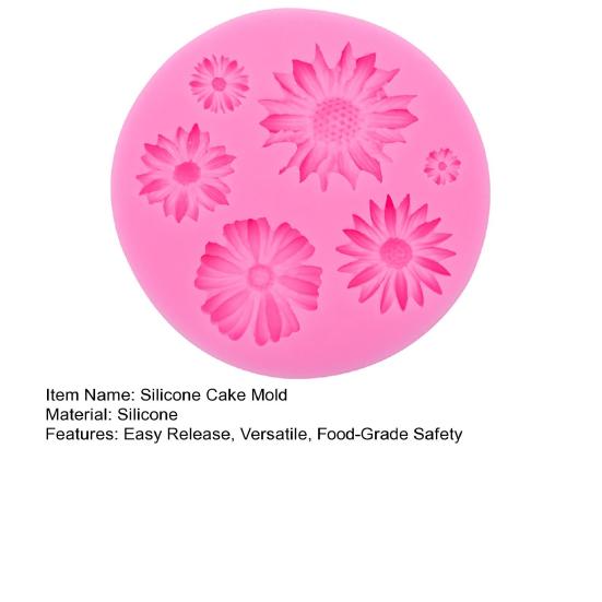 3D Sunflower Silicone Mold Non-Stick Fondant Chocolate Candy Mold Temperature-resistant Baking Molds Food Grade Cake Craft Tools