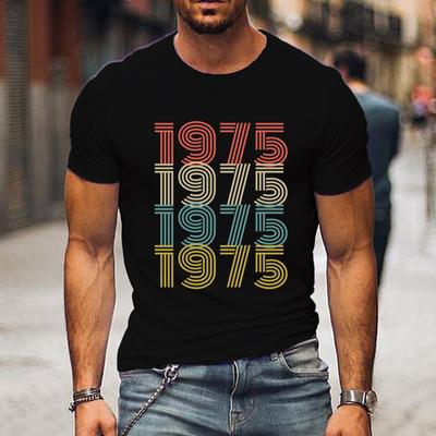 Винтаж 1975 года Футболки с графическим принтом Футболки с графическим принтом Женские футболки унисекс Летняя одежда Футболки больших размеров на день рождения Уличные мягкие топы