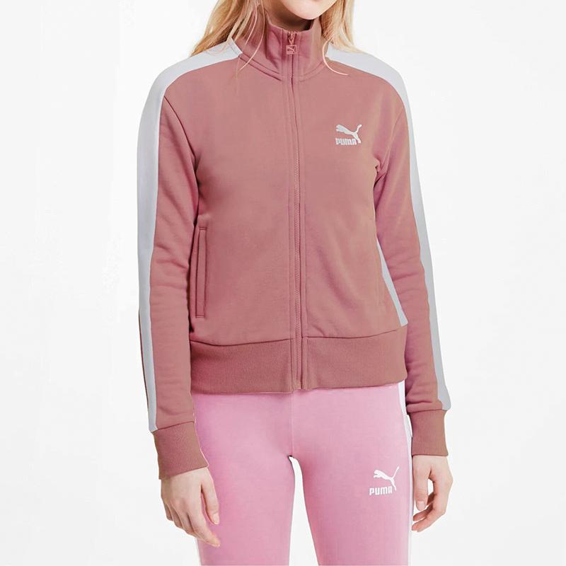 Puma Retro Sports Stand Collar Jacket Spliced Casual Coat Women Jackets Pink 599143-16