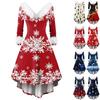 Christmas Party Printed Dresses For Women Vintage Christmas Midi Dress Casual Dresses Cocktail Dress Party Festive Dresses