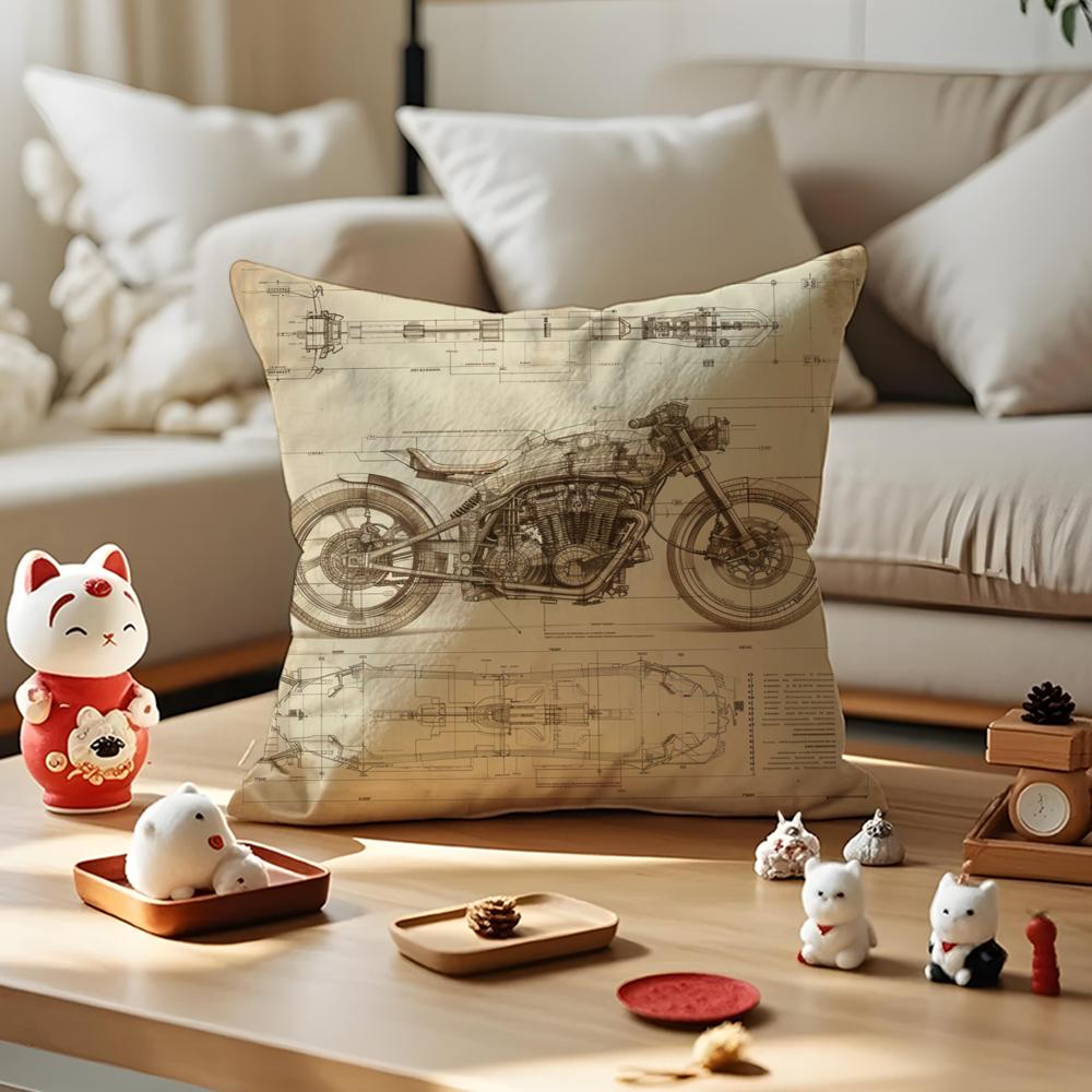 Da VVinci Inspired Sketches Cushion Cover Silky Short Plush Invisible Zipper Dustproof Sofa Pillow Case for Home Decor