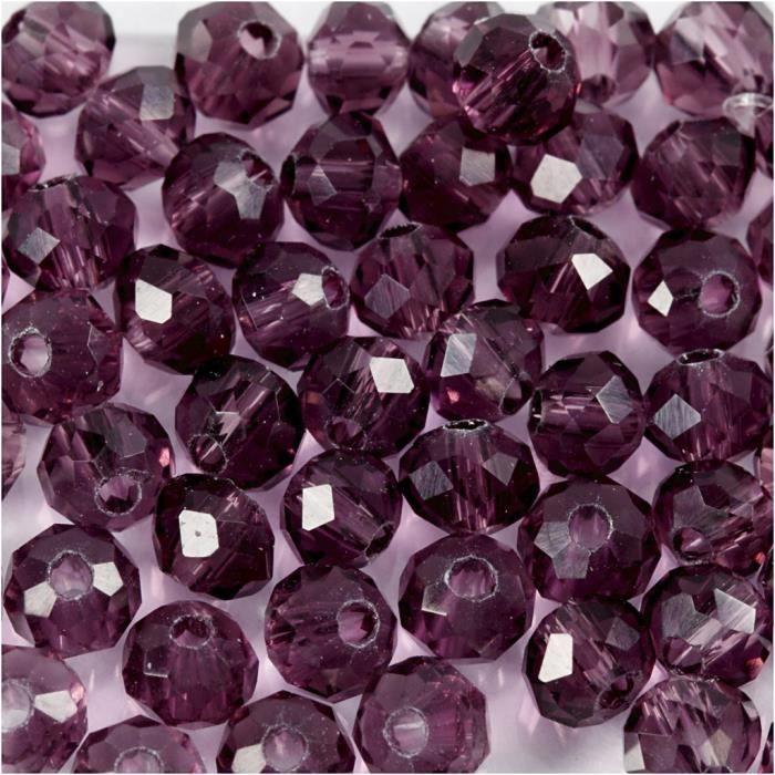 Ensemble de perles - Creotime - Violet - 4 mm - 45 pièces - Pour enfants à partir de 8 ans