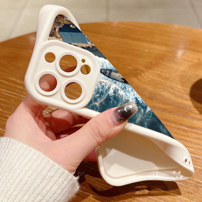 Синий морской принт противоударный чехол для iPhone 16 Pro Max 15 14 Pro 13 12 11 8 7 мягкий силиконовый защитный матовый чехол для телефона TPU