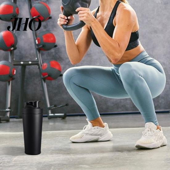 Gym Shaker Cup Stainless Steel Protein Fitness Shakes Bottle Leak-proof 500ml/750ml Portable Mixing with Ball And Scale Stirring