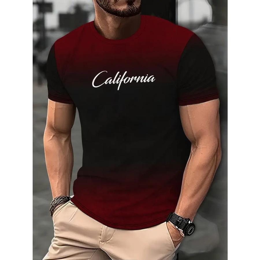 Letters Men's T-shirt 3D Printed Tees Male Simple Gradient Fashion Trend Short Sleeve T Shirts Casual Summer Clothing