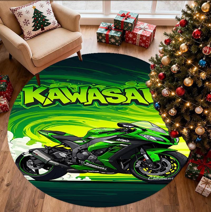 Kawasaki Pattern Round Rug, Indoor/Outdoor Mat, for Picnic, Gameroom, Bedroom, Office, Living Room, Home Decor Carpet, Birthday Gift