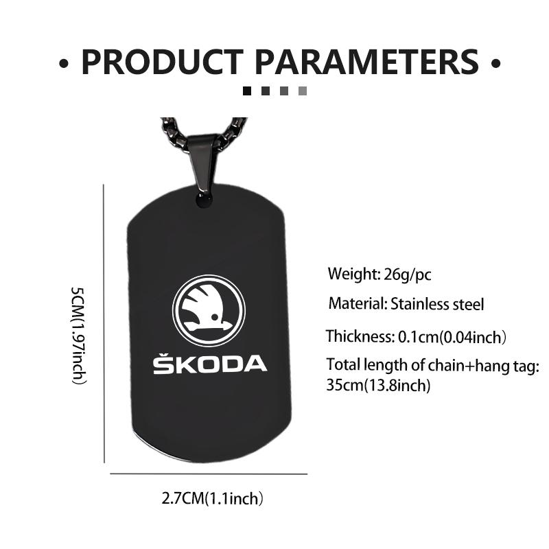 CTGI2 For Skoda Car Logo Necklace Stainless Steel Hang Tag Necklace Fashion Pendant Accessories Rapid Octavia Derivative Enyaq-iV