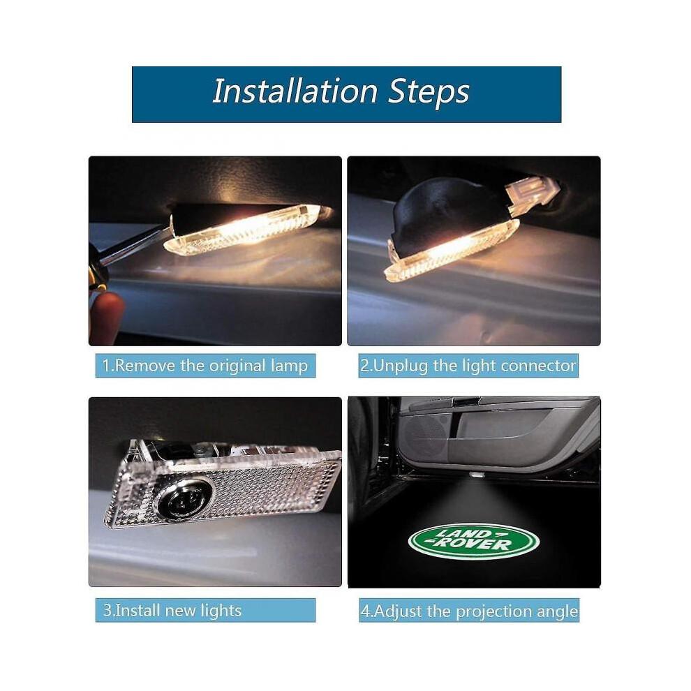 4pcs Car Door Led Logo Lights for Land Rover, 3d Wireless Welcome Courtesy Projector Ghost Shadow Li