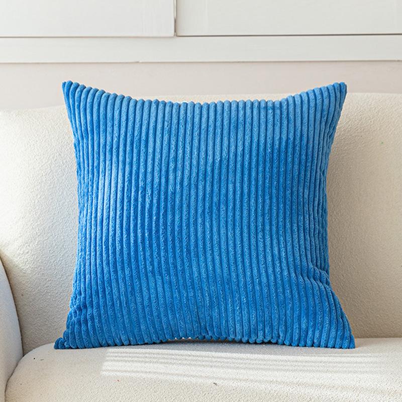 2Pcs Striped Corduroy Throw Pillow Covers Solid Color Decorative Cushion Cases Set for Sofa Bed