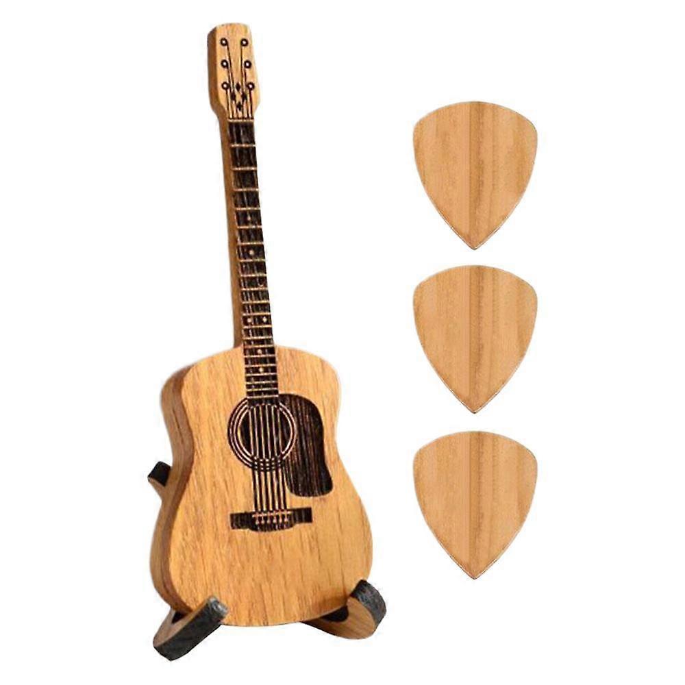 Wooden Acoustic Guitar Pick Boxes Holder with Stand Box Picks Storage &