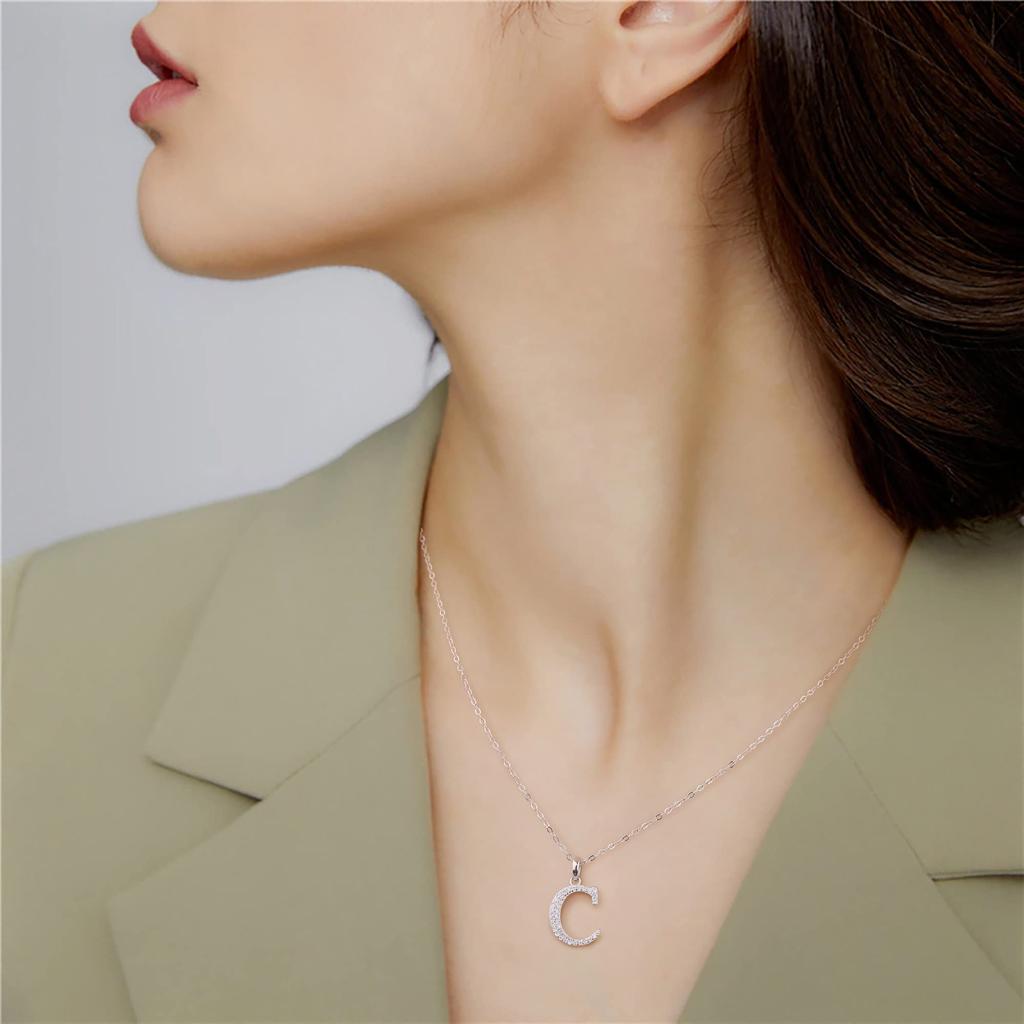 Sufair стерлингового серебра 925 пробы с кубическим цирконием, первоначальное имя, подвеска в виде буквы, ожерелье для женщин, цепочка, подарок на годовщину свадьбы, дня рождения