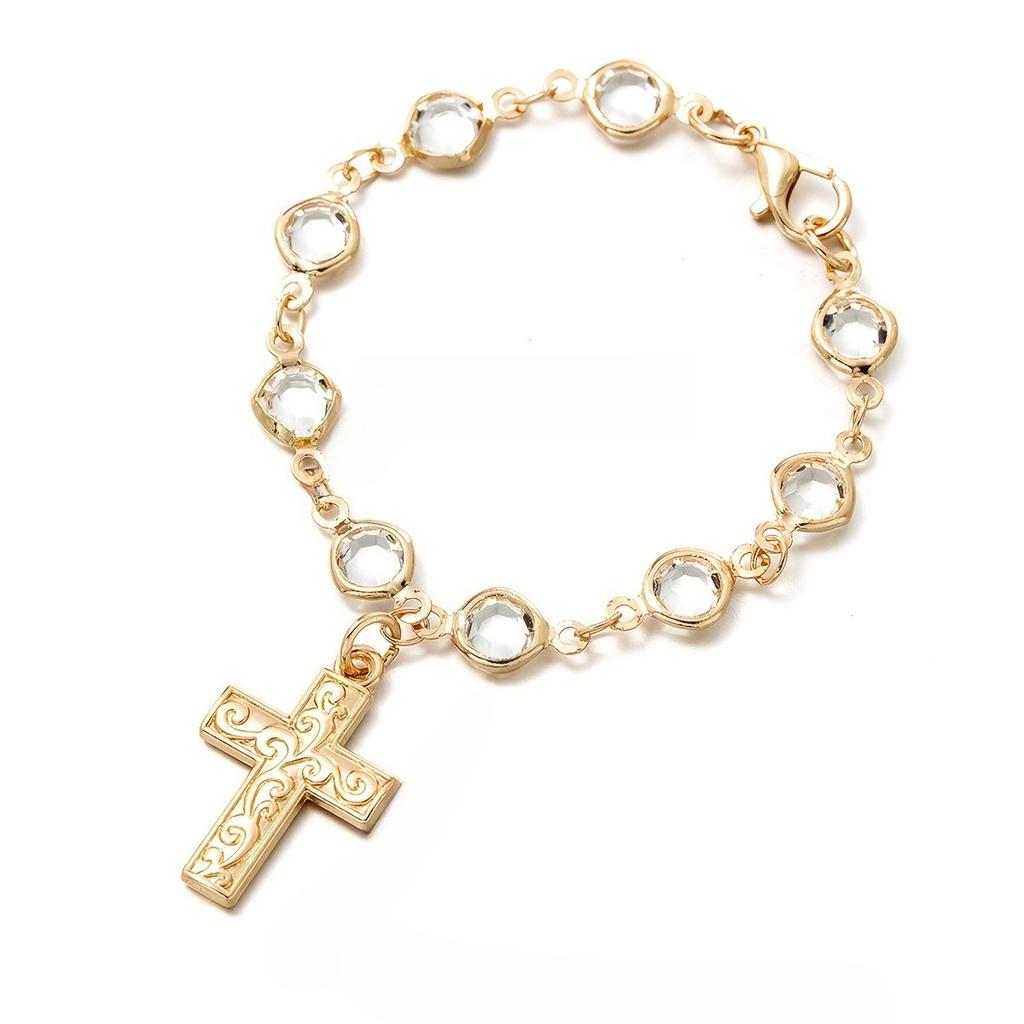 1Pc Vintage Minimalist Zircon Cross Pendant Car Steering Wheel Ornament, Gift for Car Lovers & Friends