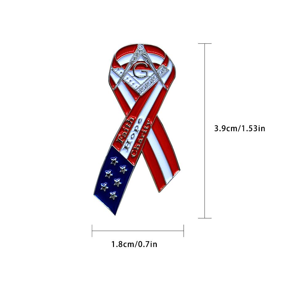 Masonic Lapel Pins Freemasonry Badge Mason Freemason BLM62 Ribbon USA Flag American Star Spangled Banner Men's Business1.8*3.9cm