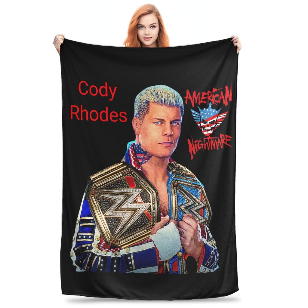 In The Ring Nightmares Wrestler Blankets Fleece Cody Rhodes Super Warm Throw Blankets for Car Sofa Couch Bed Rug