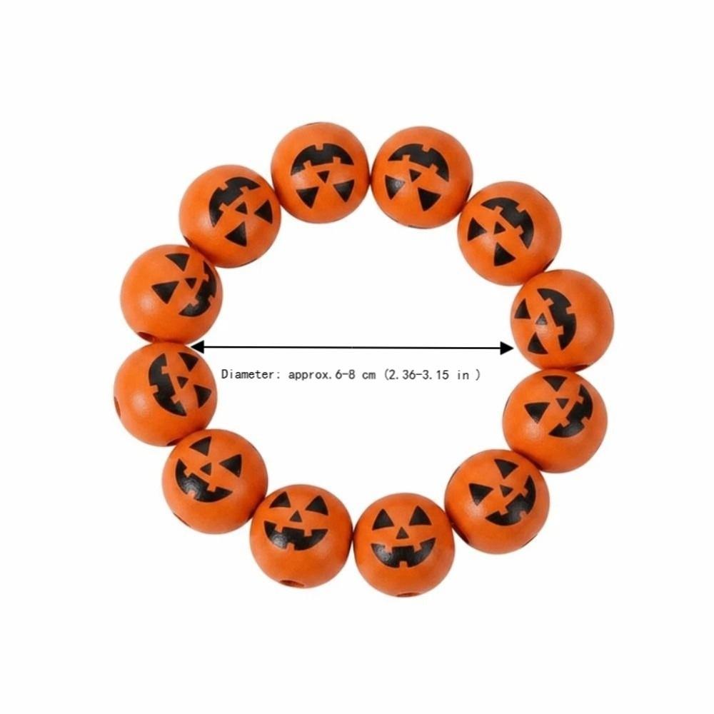 Stretchy Pumpkin Beads Bracelet Wooden Wood Wristband Spooky Charm Halloween Bracelet Cosplay