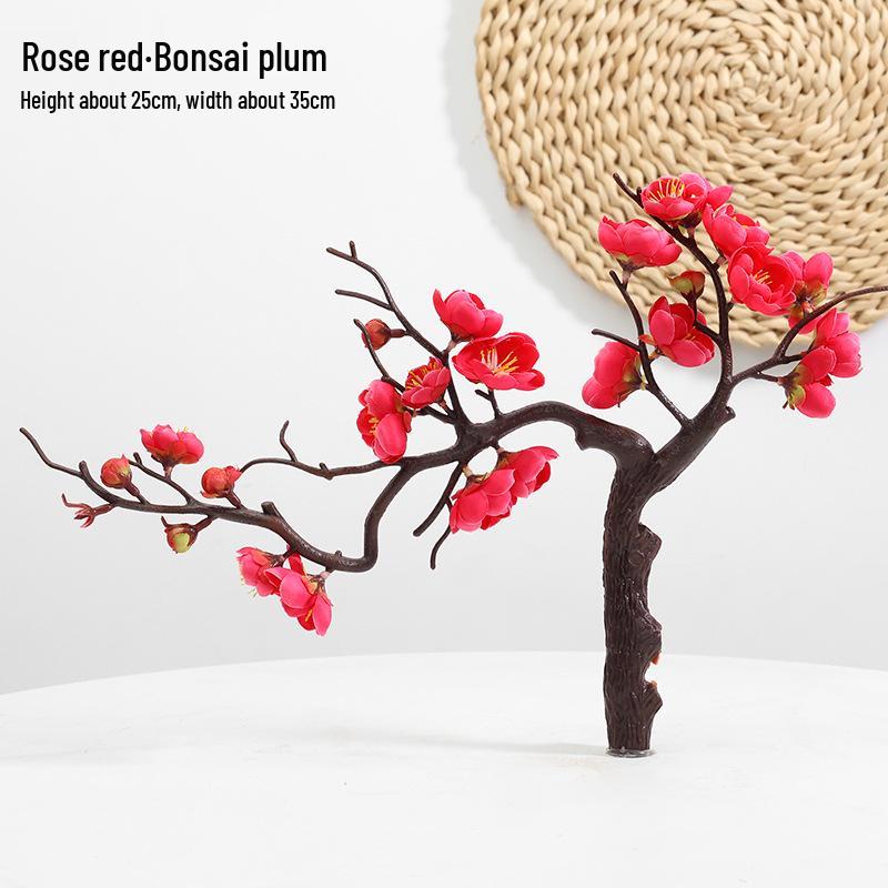 Композиция бонсай из зимоцвета: Искусственные ветки с цветами сливы и персика для декора гостиной в помещении