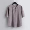 Мужская футболка большого размера с воротником-стойкой в китайском стиле из хлопка и льна, мужская свободная летняя футболка с короткими рукавами