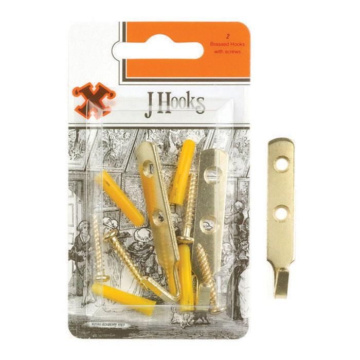 X Brass J Hooks 2pk