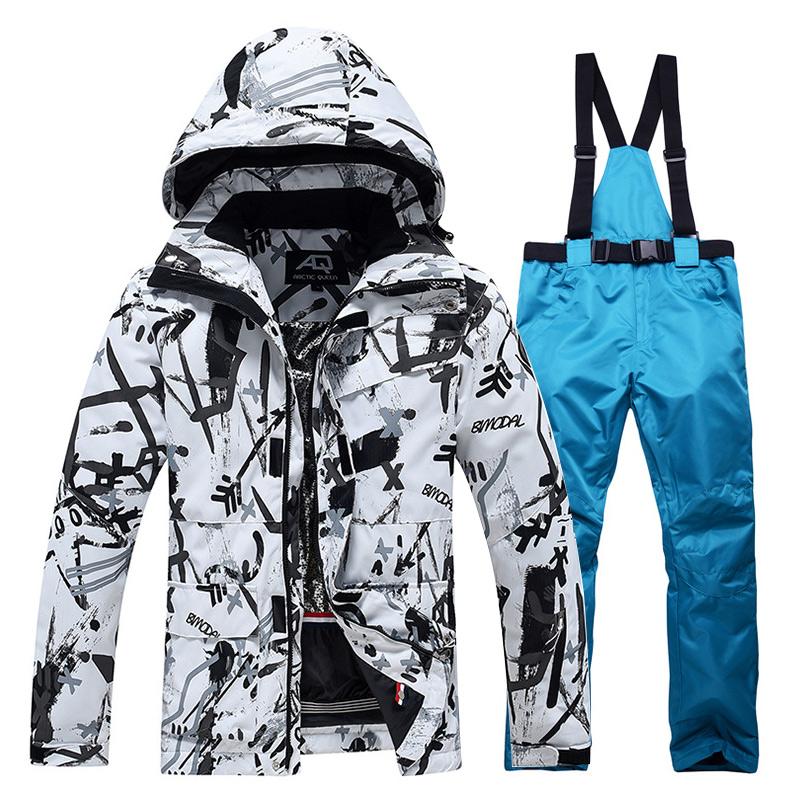 Зимний мужской и женский лыжный костюм, уличный теплый ветрозащитный водонепроницаемый костюм для катания на лыжах, сноуборде, мужская и женская лыжная куртка, лыжные штаны, зимний комбинезон