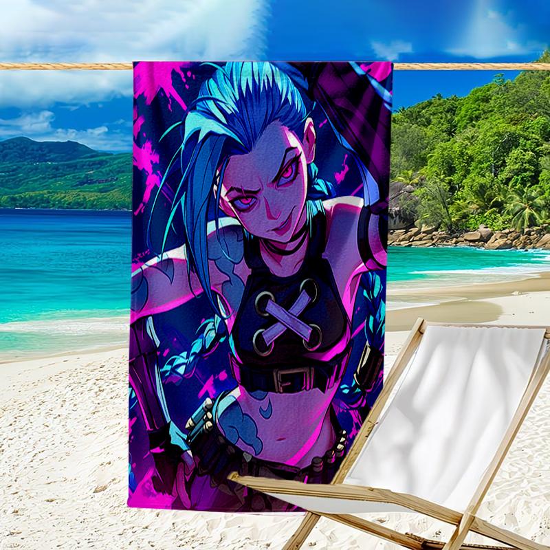 proof beach towel with a Jinx pattern - soft,absorbent,quick-drying,machine washable - perfect for swimming,camping,bathing
