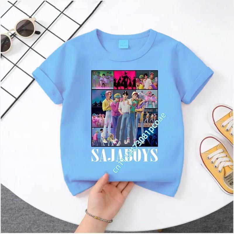 2026 New K-POP Saja Boys Print Short-Sleeved Spring Summer Clothing for Boys and Girls Cute Cotton T-shirt for Boys and Girls