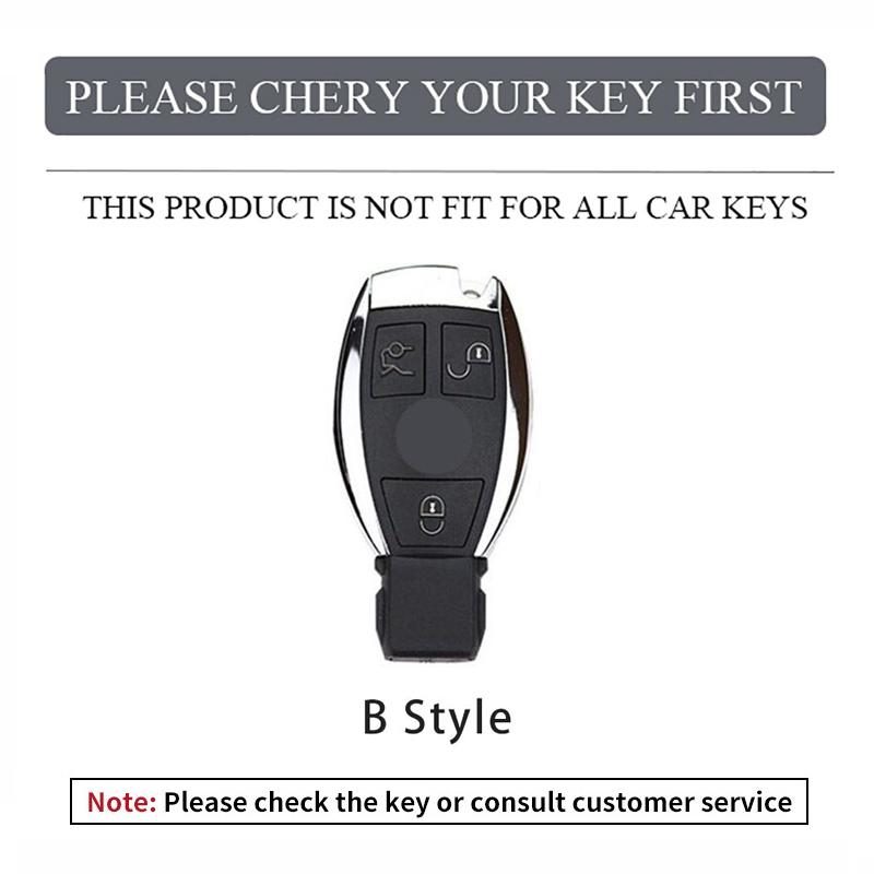 CRW1 Leather For Mercedes Benz BGA Type Non-Modified Key FIt For FBS3 FBS4 Car Key Case Cover Protective Shell Keychain Buckle