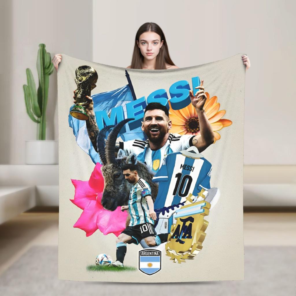 Argentina Number 10 Football Soccer Flannel Blanket Messied Awesome Throw Blanket for Home Hotel Sofa 150*125cm Bedspread