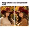 Fashionable Retro Style Hat Unisex Western Cowboy Hat, Wool Felt Fedora with Faux Leather Band, Wide Brim Cowgirl for Men Women Winter Windproof Cap