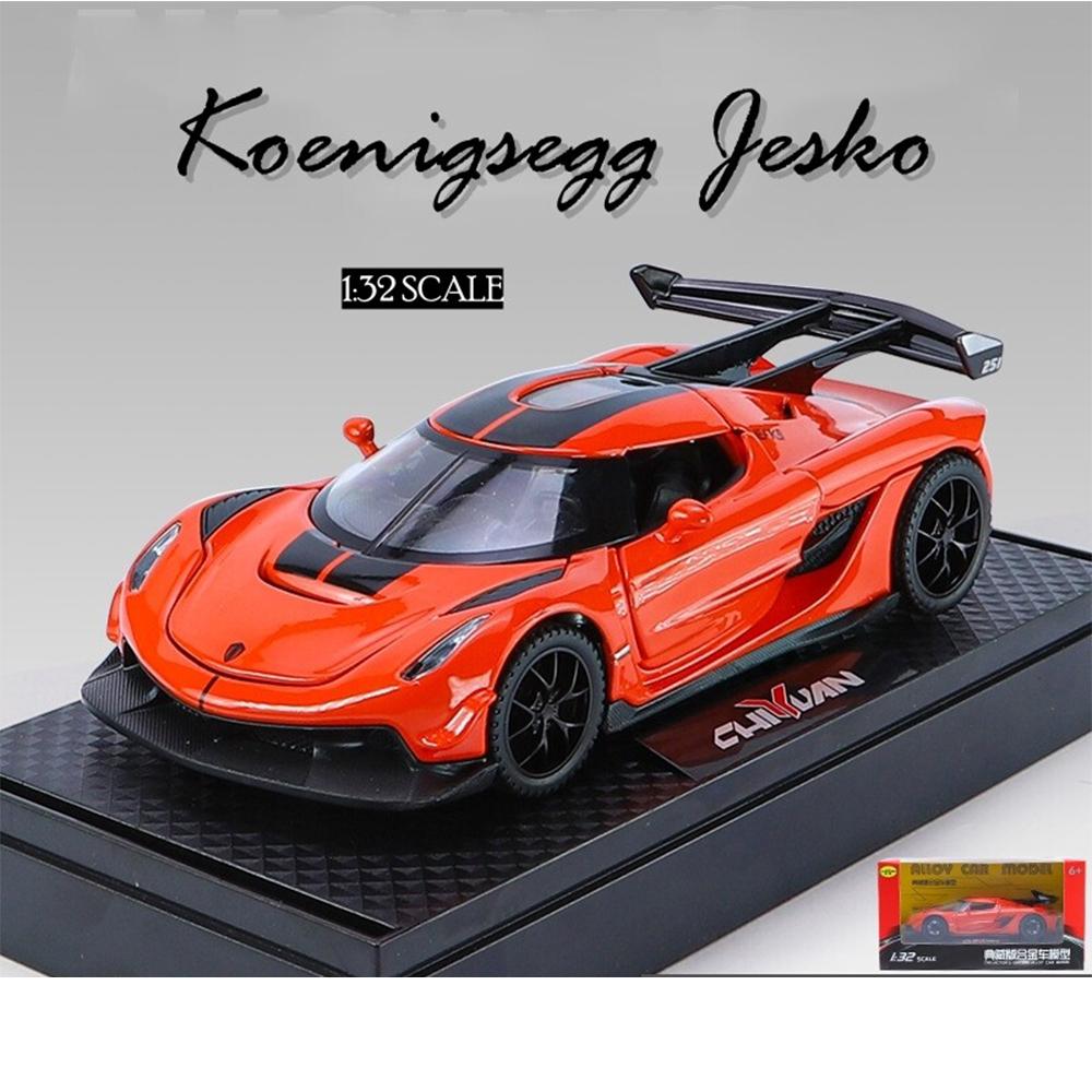 Масштаб 1/32 Koenigsegg Jesko, модель автомобиля из цинкового сплава, со светом, звуком и откидным литьем под давлением, игрушки, коллекции подарков, украшения для мальчиков