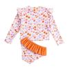 Girls Sun Protection Swimsuit Set Two Piece Rash Guard Long Sleeve Bathing Suit Tankini with Bikini Bottoms Floral Print Kids Beachwear