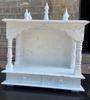 Embossed Painted Wood Mandir: Antique White Wall Shrine