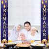 Ramadan Mubarak Door Set Couplet Moon Castle Theme Decoration Festival Party Islamic Spiritual Door Curtain Couplet Background