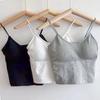 Skinny Shoulder Sling Vest Women's Long Back Underwear with Chest Pad Sports Backing Inner Tube Top Sexy Top