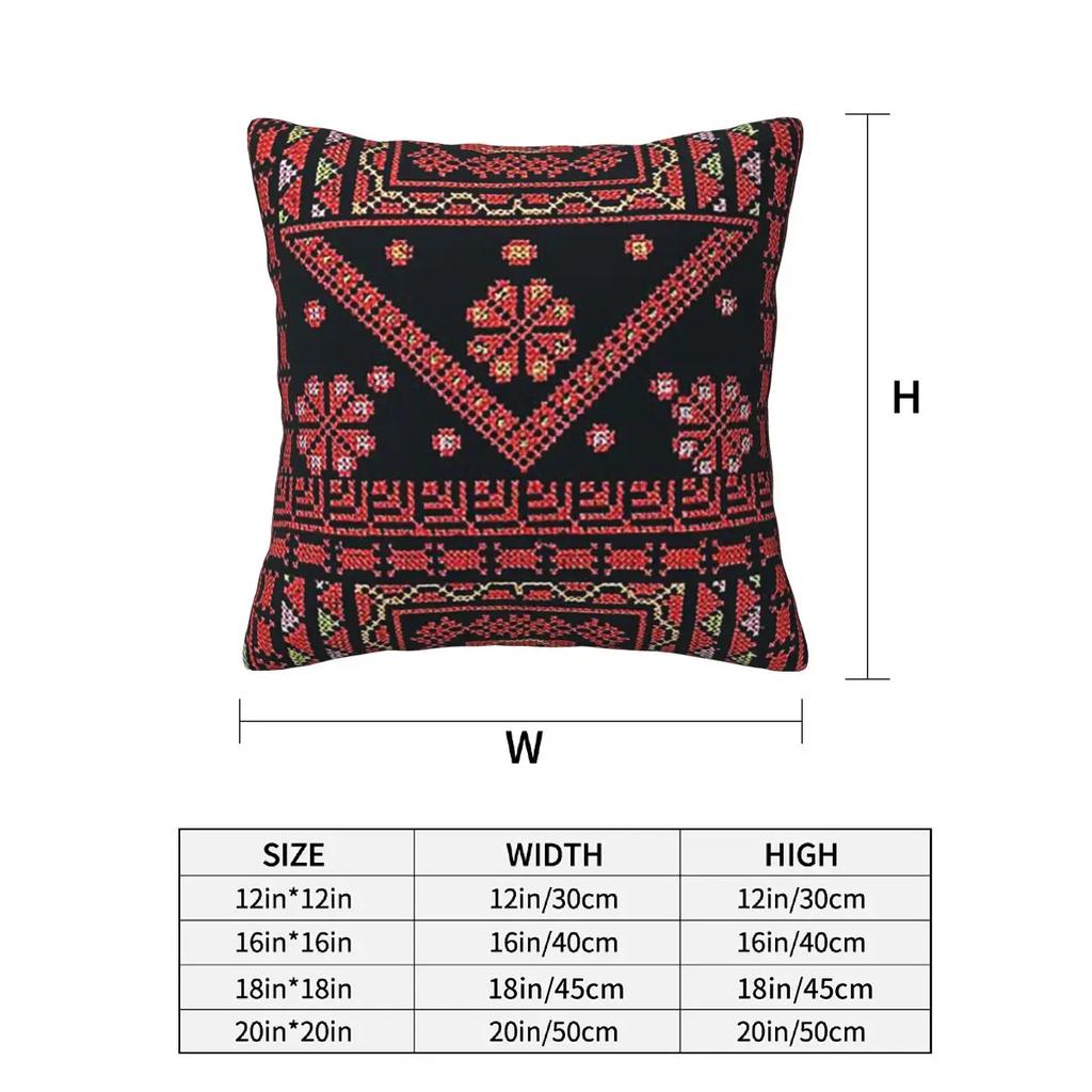 Three Flowers Palestinian Embroidery 2 Pcs Square Pillowcase Pillow Cover Cushion Zip Decorative Comfort Throw Pillow For Home