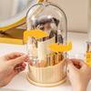 360° Rotating Makeup Brush Holder Large Capacity Dustproof Makeup Brush Storage Bucket with Lid Clear Cosmetic Organizer Desktop