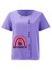 Women's Fashion Rainbow Love Letter Print Shot Sleeve T-shirt Loose Cotton Shirt Casual Loose Summer Blouse Tops Plus Size