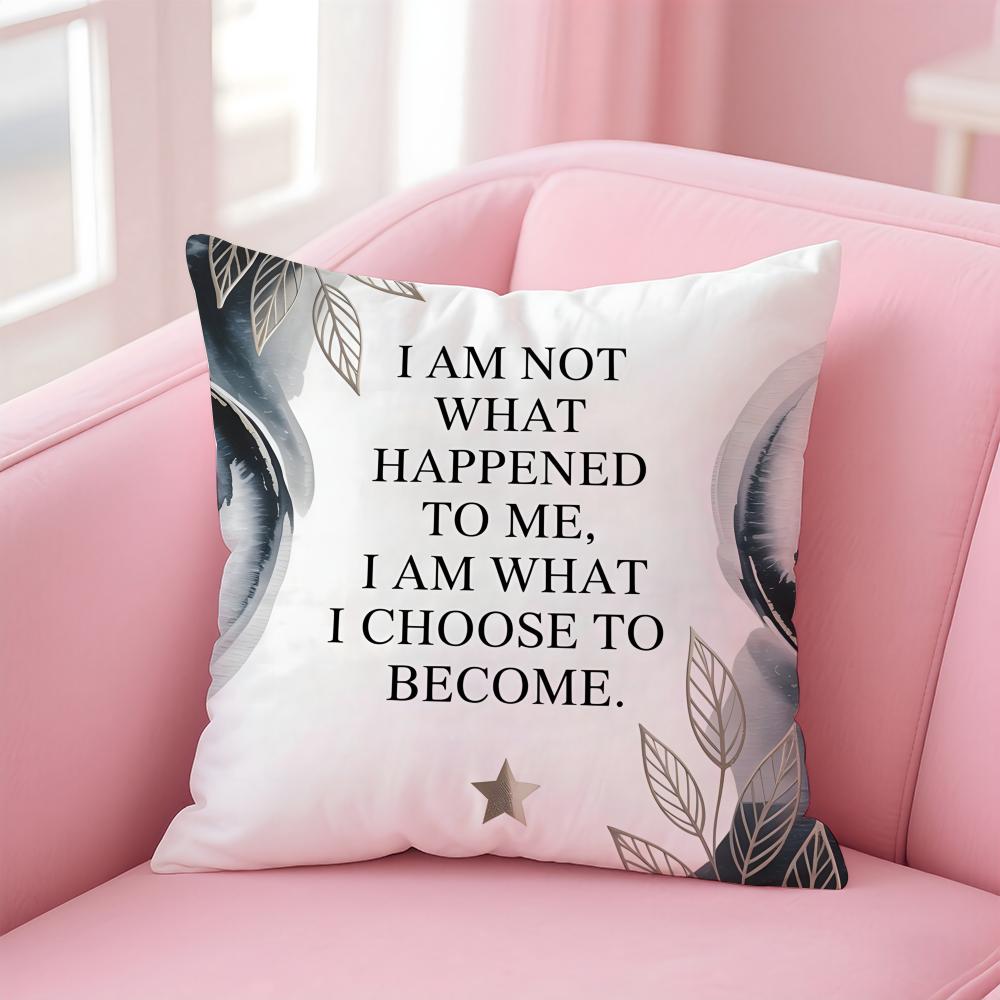 PPersonalized quotes Cushion Cover Pillow Case Soft Friendly Fabric Concealed Zipper