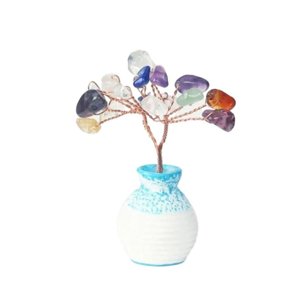 Белая хрустальная ваза Модель хрустального дерева Разноцветные мини-елочные украшения Натуральные изделия ручной работы Украшения для хрустального дерева желаний