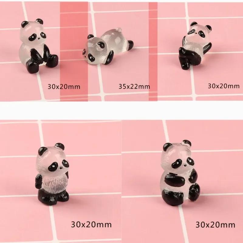 5/1Pcs Glowing Panda Mini Figurines Miniature Panda Micro Landscape Ornament Glowing in Dark Miniature Flower Potted Decor