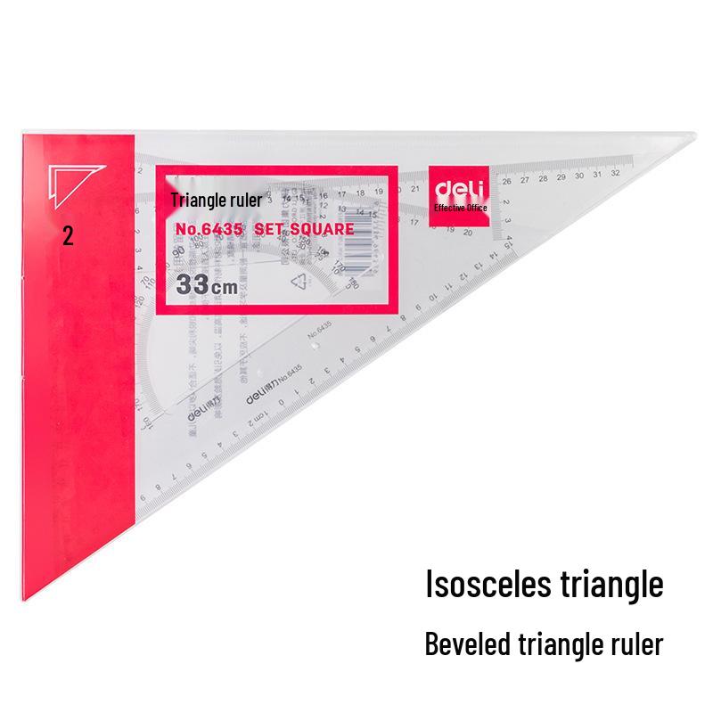 Deli Transparent Equilateral Triangle Ruler Set, 33cm Drafting Square