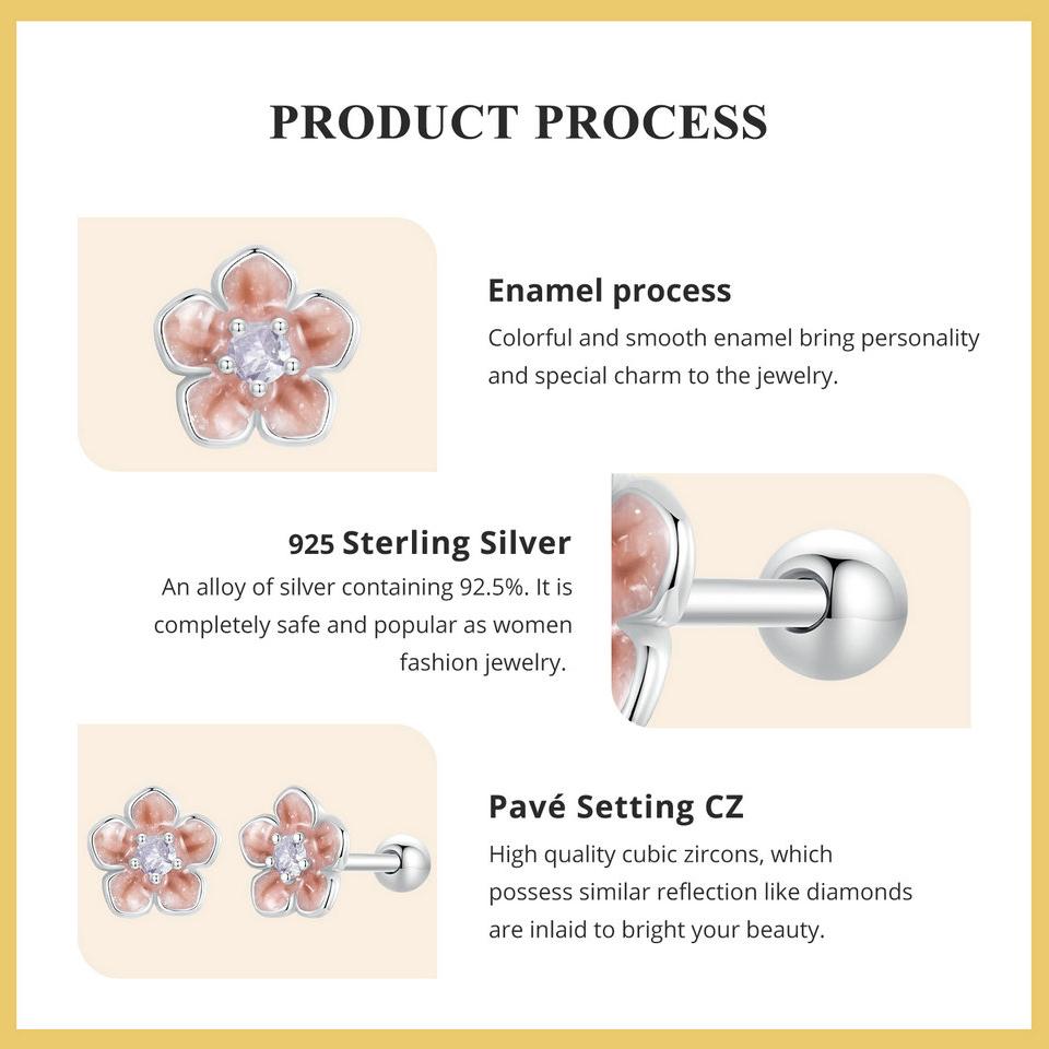 Серьги-гвоздики BAMOER из стерлингового серебра 925 пробы с вишней, гипоаллергенные очаровательные ювелирные изделия, подарочные серьги для женщин и девочек