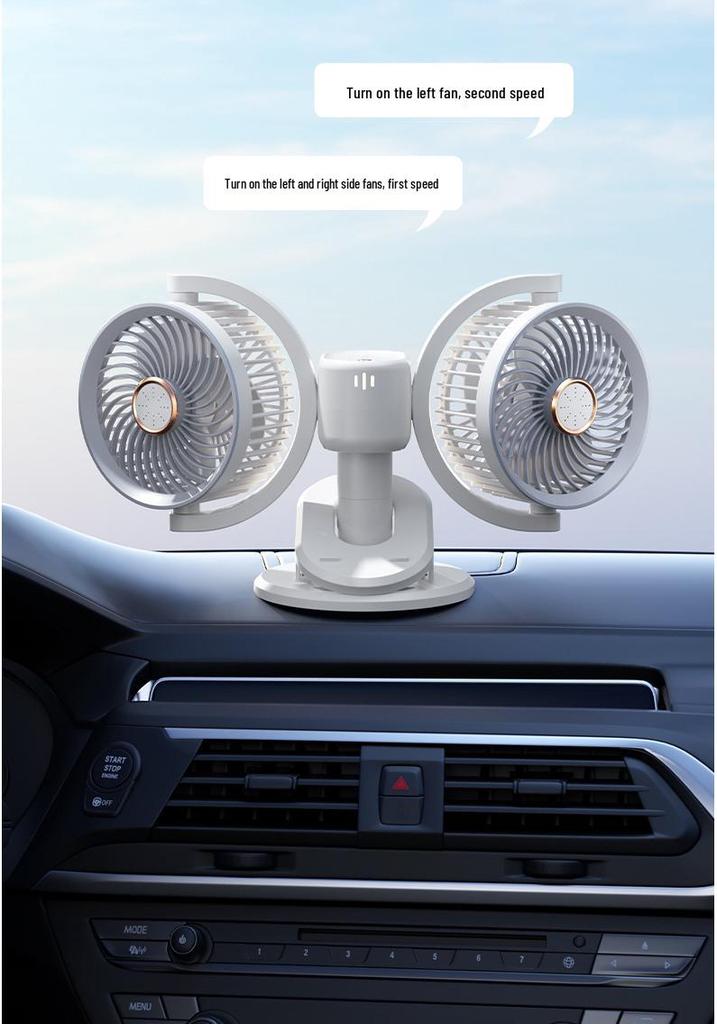 Dual-Head Desktop USB Fan with Light & Timer, Clip & Wall-Mount Options