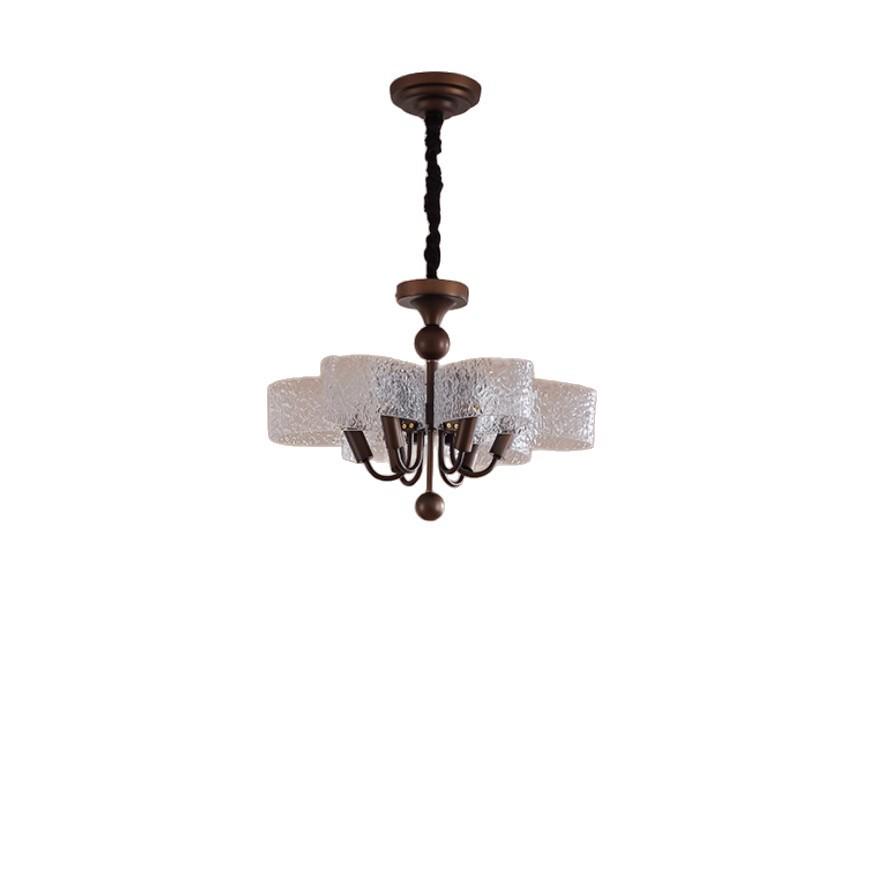 Mid-Century Walnut and Copper Chandelier for Living Room or Dining Room