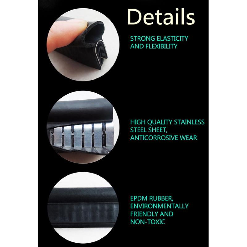 Новая 4м/13фт Резиновая Встроенная Нержавеющая Сталь Кромка Двери Автомобиля Капот Двигателя Багажник Уплотнительная Лента