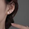 Маленькие квадратные серьги-пусеты с цирконом в корейском стиле для проколотых ушей - Простые нюдовые бриллиантовые пусеты для хряща для создания многослойного образа