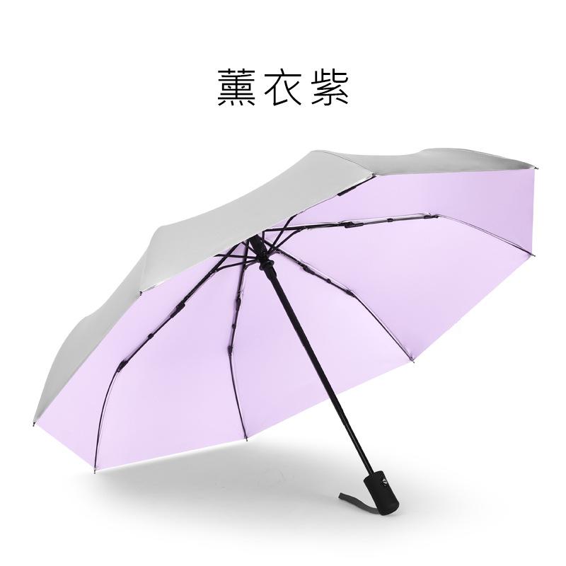 Titanium Silver Glue Three-fold Automatic Umbrella Sunscreen Parasol Small Fresh Pocket Weather and Rain Vinyl Folding Umbrella