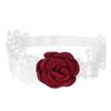 Rhinestones Stretch Red Rose Flower Garters Embroidered Stretch Garter Lace Leg Ring Set Lace