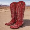 Модные IPPEUM Женские ковбойские сапоги до колена 2024 Новые красные большого размера 44 Обувь для ковбойши