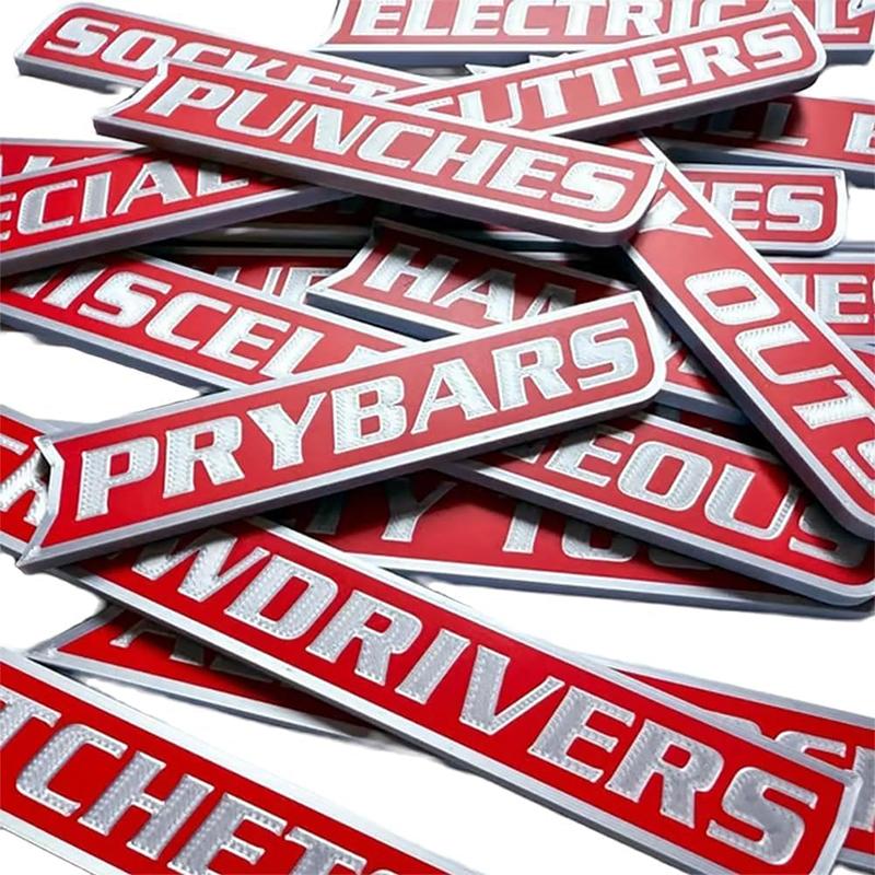 Набор из 12 магнитных наклеек для ящика с инструментами, 3D-печатные наклейки для организации инструментов, многоразовые бирки для стальных ящиков для инструментов, тележек,